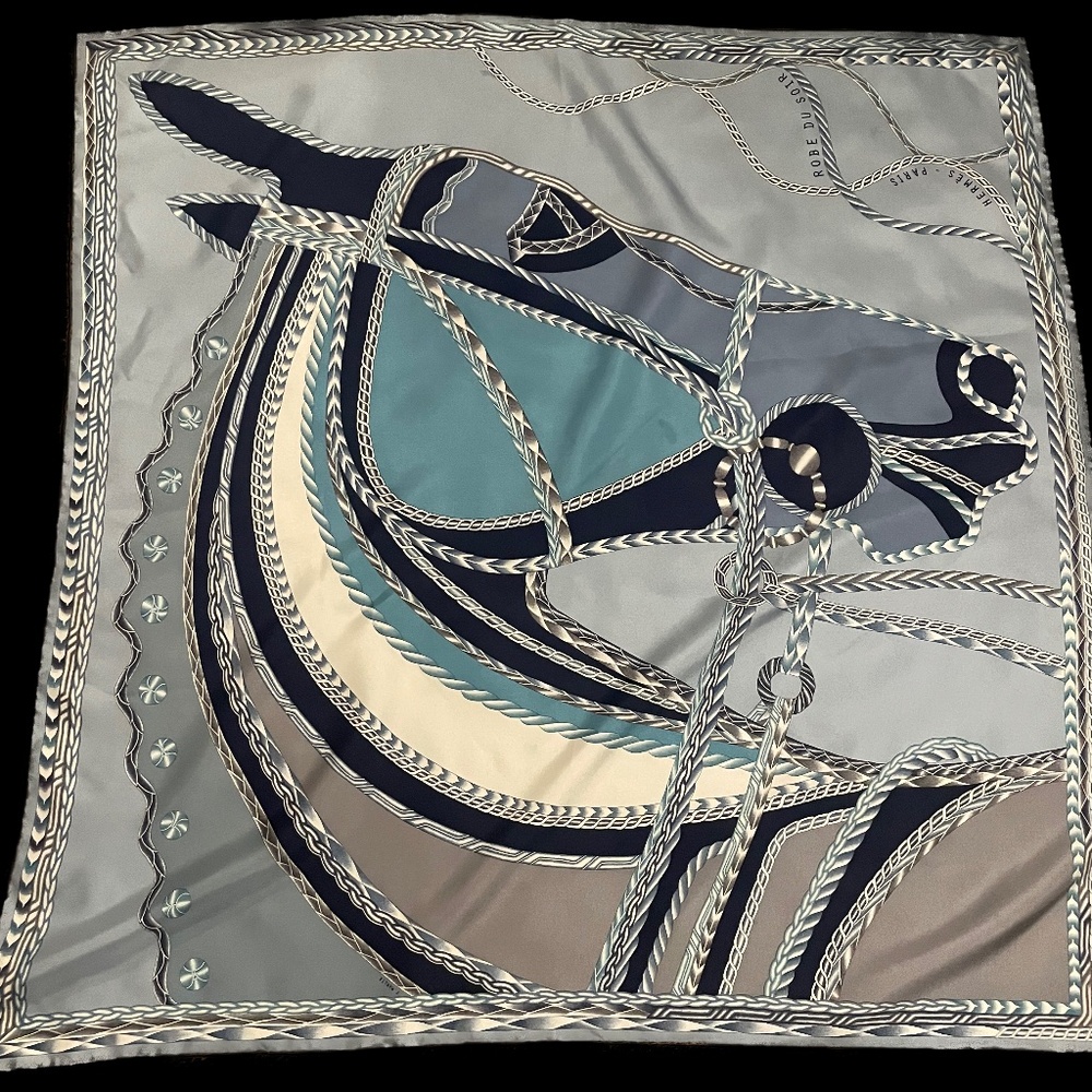 Hermes Scarf with box and bag